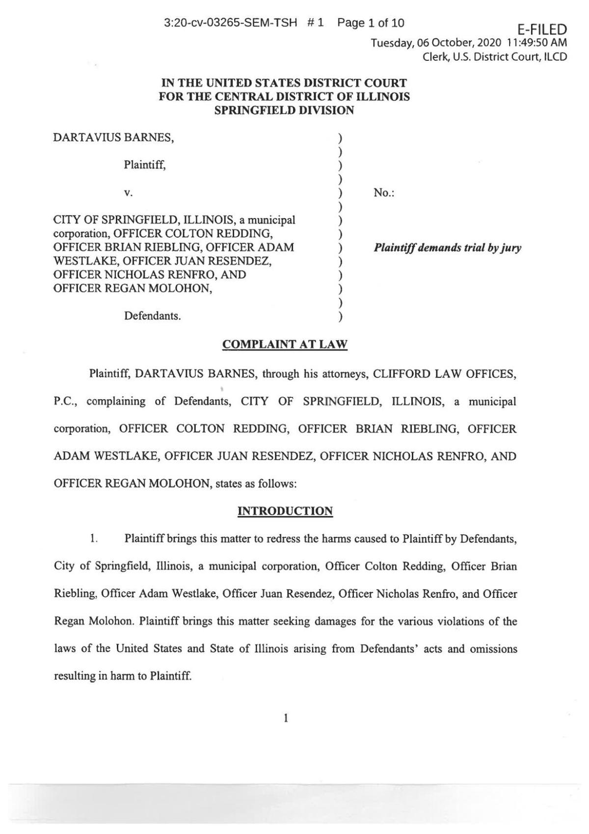 Dartavius Barnes lawsuit