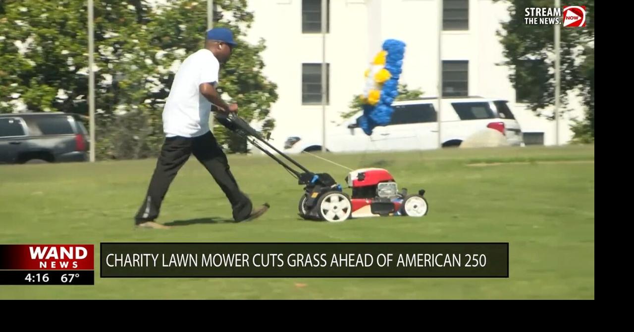 Charity lawnmower cuts grass ahead of America's 250th celebration