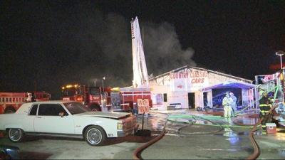 Classic Car shop goes up in flames