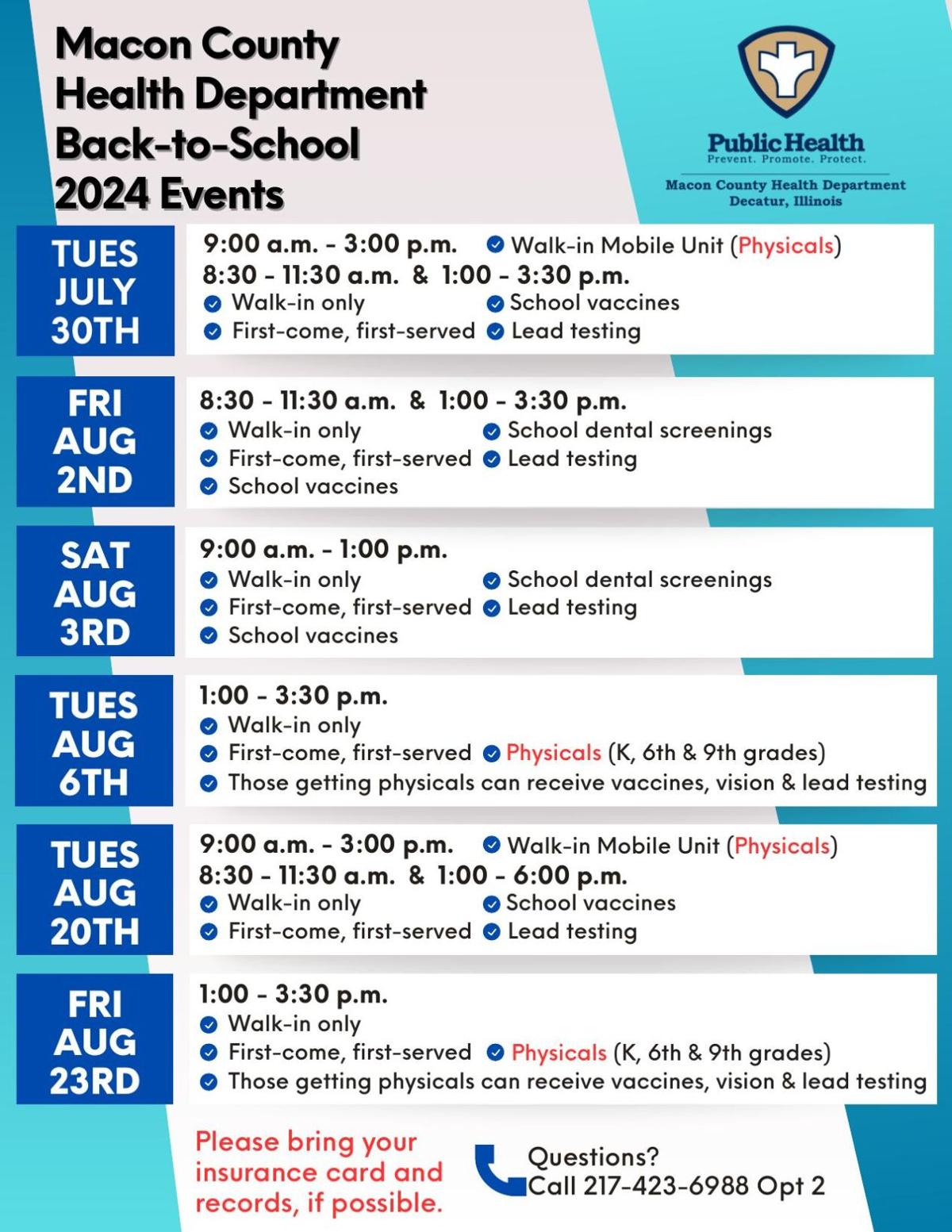Macon County Health Department Back-to-School 2024 Events