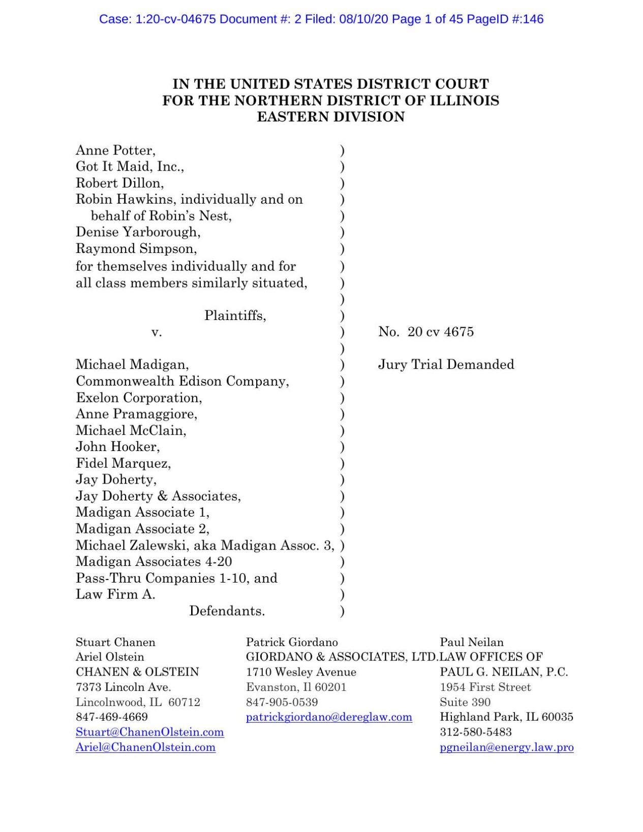 ComEd lawsuit - Aug. 10, 2020