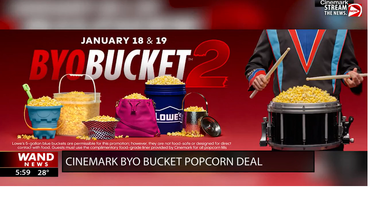 Cinemark offers 'Bring Your Own Popcorn Bucket' deal