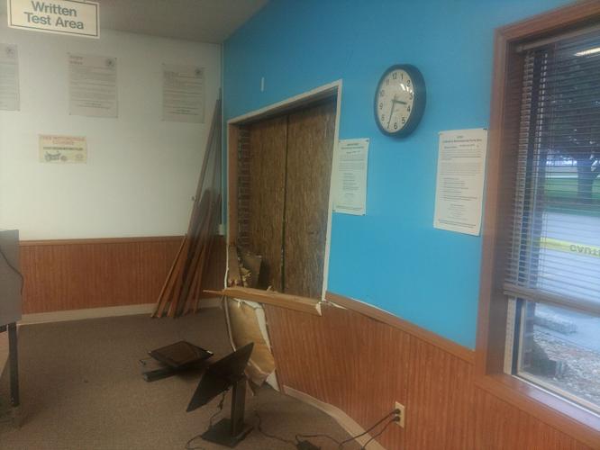 Car crashes into Secretary of State's office; closed temporarily