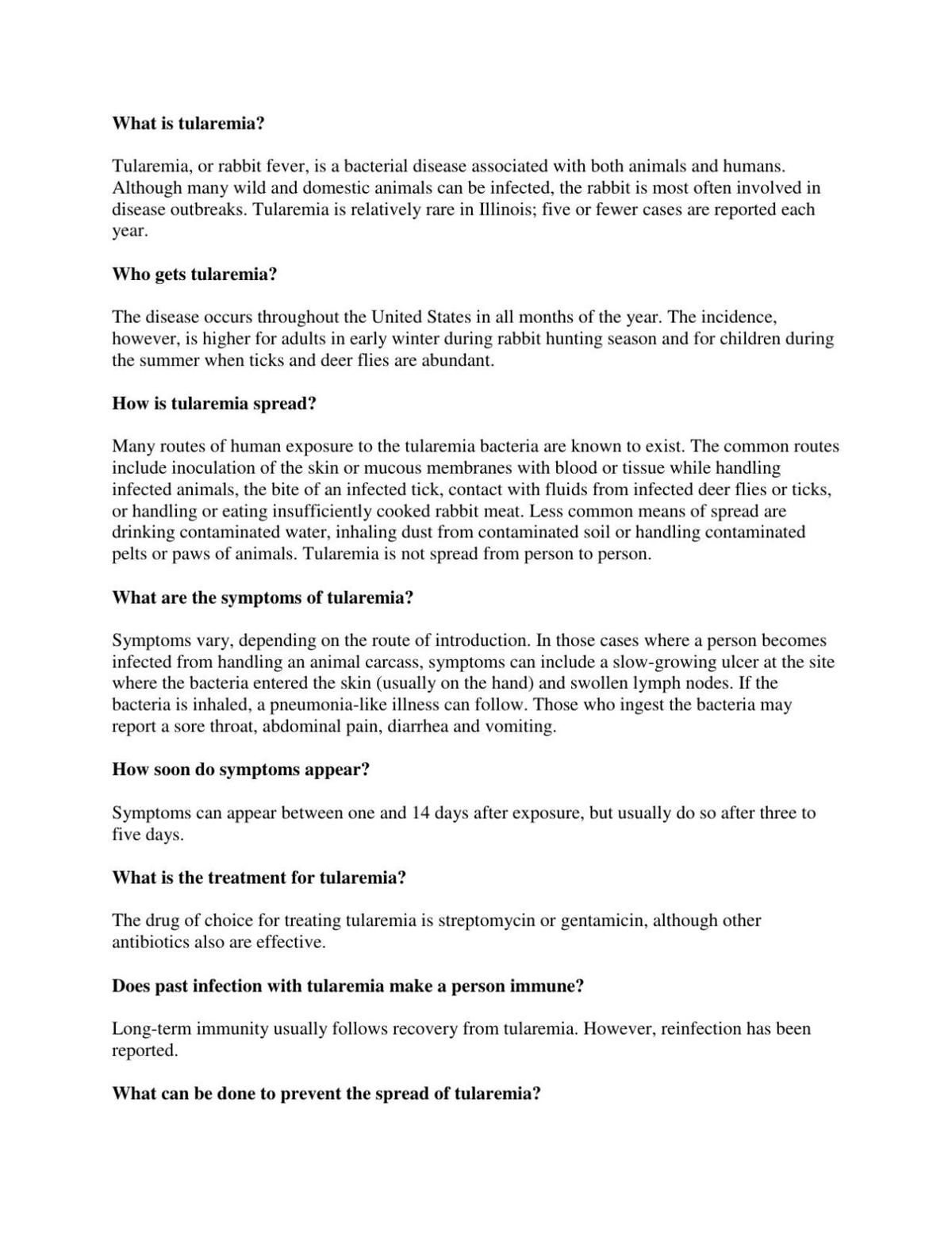 Tularemia Factsheet - IDPH