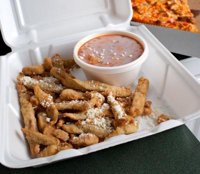 Italian fast food in takeout containers, styrofoam