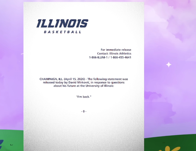 David Mirkovic returning for second year with Illinois