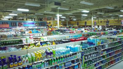 Supermarket, grocery store, shelves, products