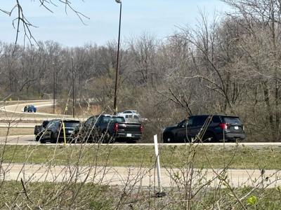 Emergency vehicles on scene at Stevenson Drive and I-55 South for report of human remains