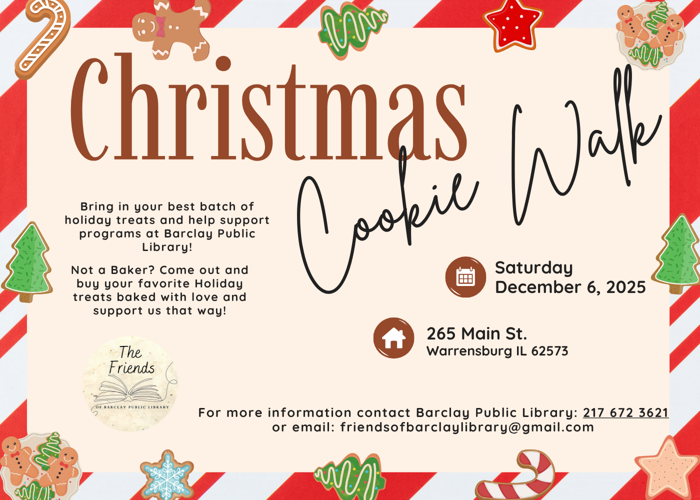 Friends of Barclay Public Library to host annual Cookie Walk fundraiser
