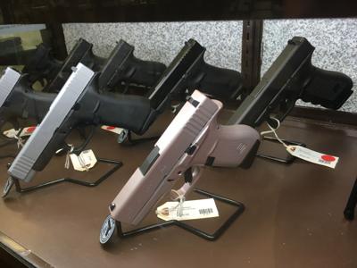 Guns on display at gun shop