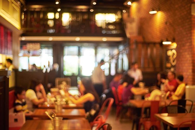 Blurred background : Customer at restaurant blur background with bokeh