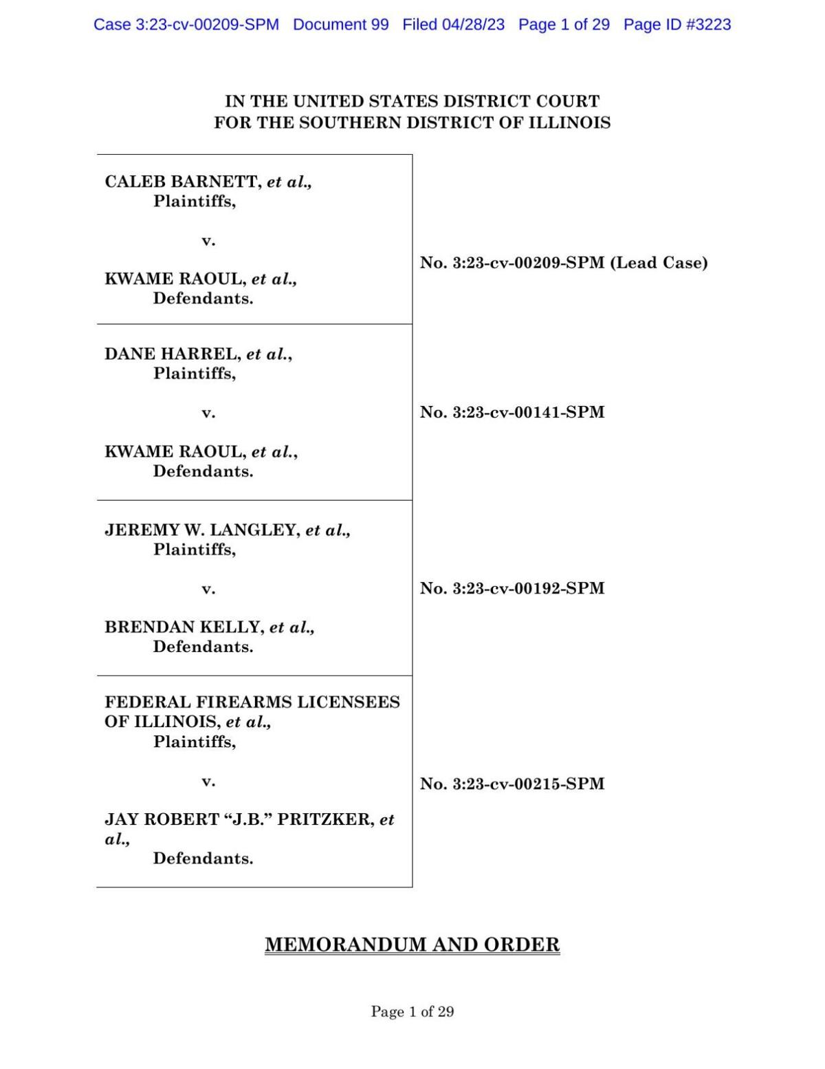 Southern District Assault Ban Injunction 4/28/23