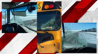 Taylorville bus windshield shattered by ice