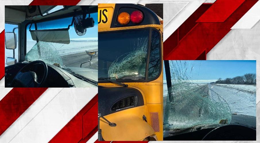 Taylorville bus windshield shattered by ice