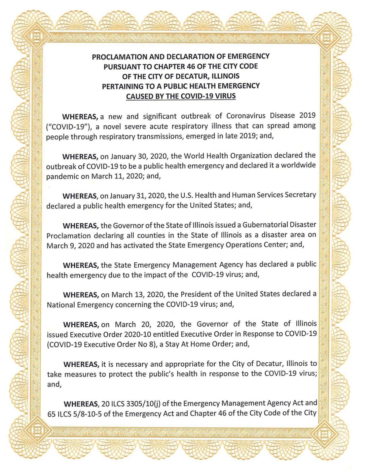 Decatur emergency proclamation
