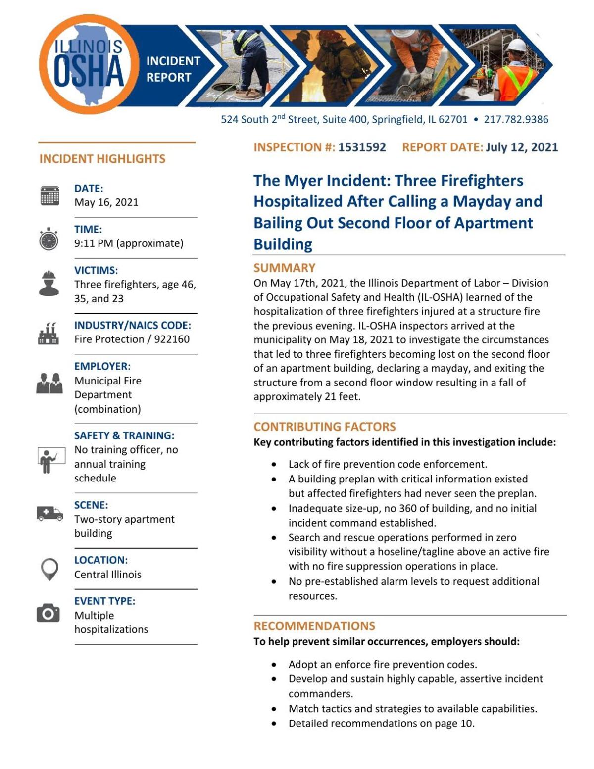 OHSA report - Beardstown fire