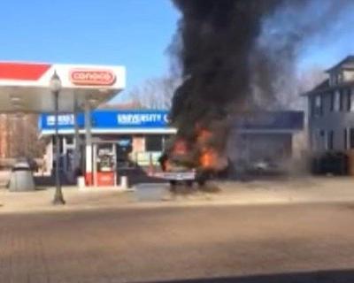 Car erupts in flames at Decatur gas station