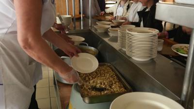 School lunch being served