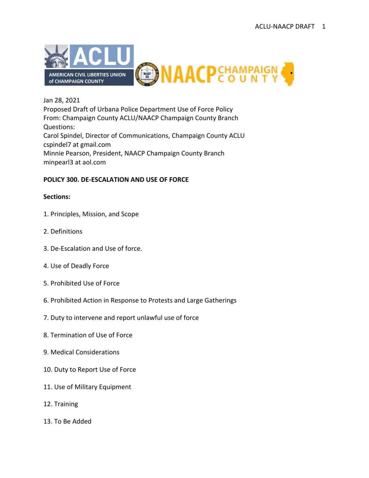 NAACP ACLU PROPOSAL