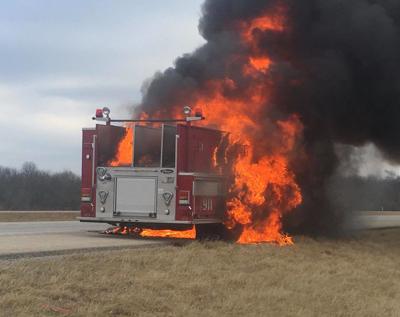 Normal fire truck destroyed by fire
