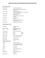 2019 Millikin Welcome Week schedule