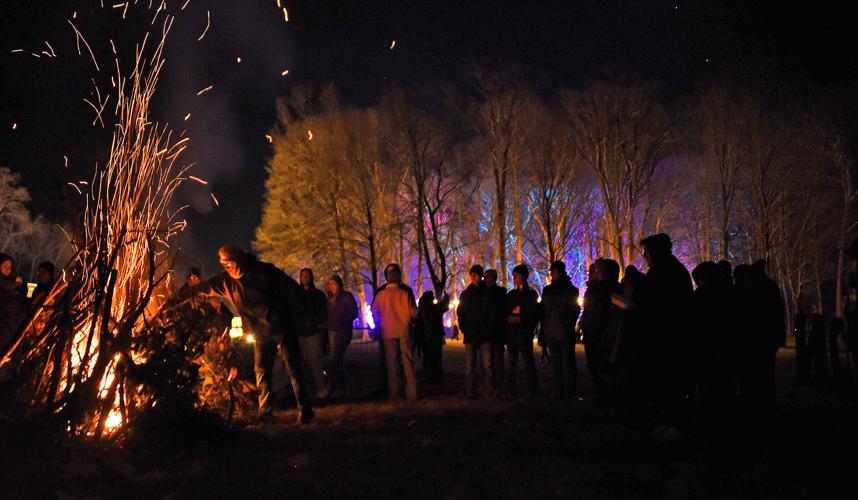 Celebrating the winter solstice with a bonfire at Allerton Park
