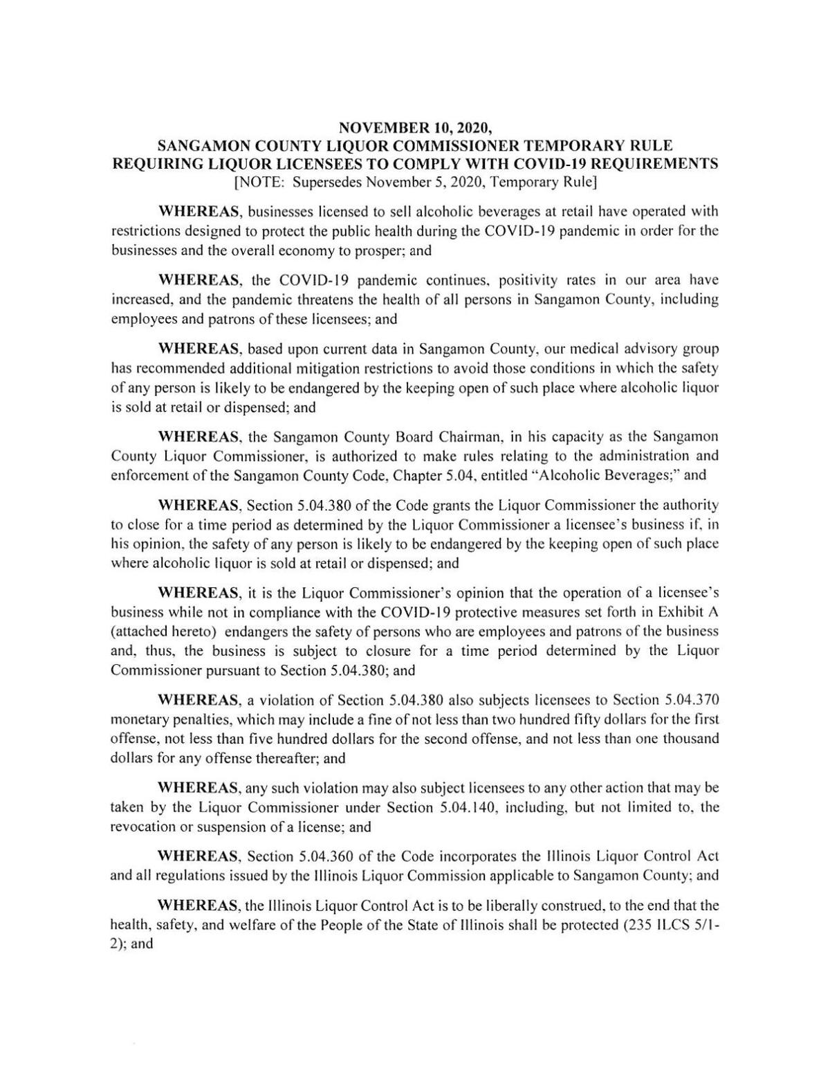 Sangamon Co. mitigations - 11/10/2020