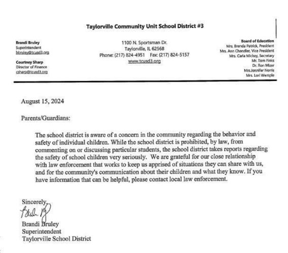 Taylorville School Statement