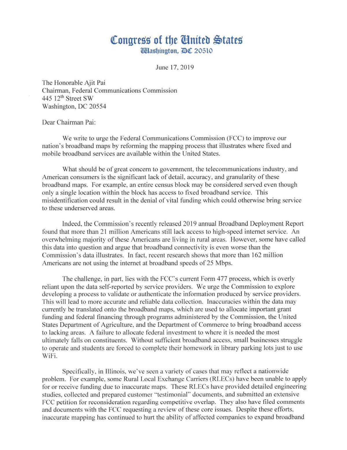 FCC Broadband Mapping letter
