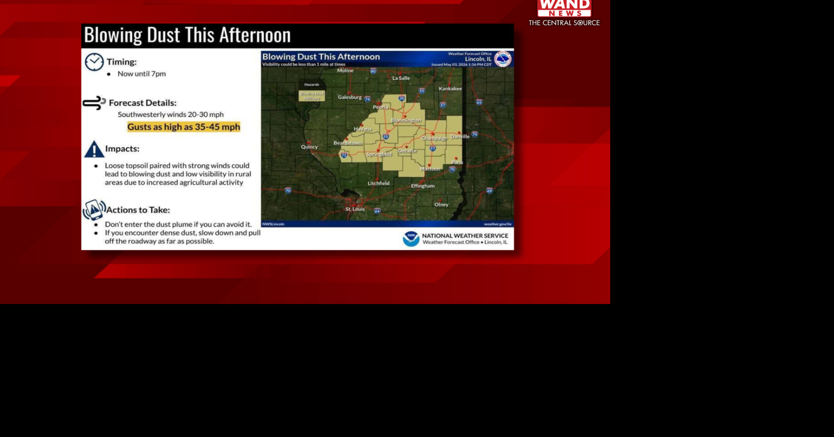Blowing dust advisory in place across much of central Illinois