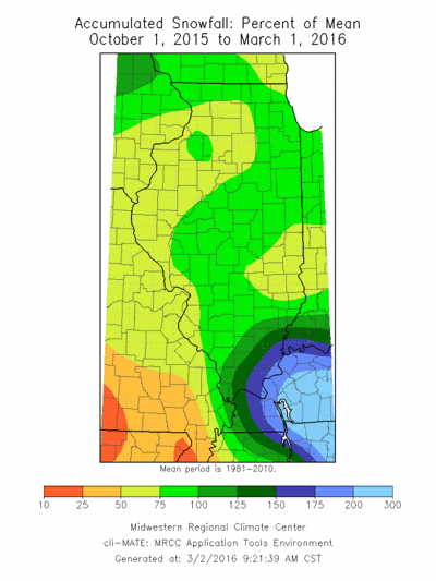 7th Warmest, and 11th Wettest Winter on Record in Illinois