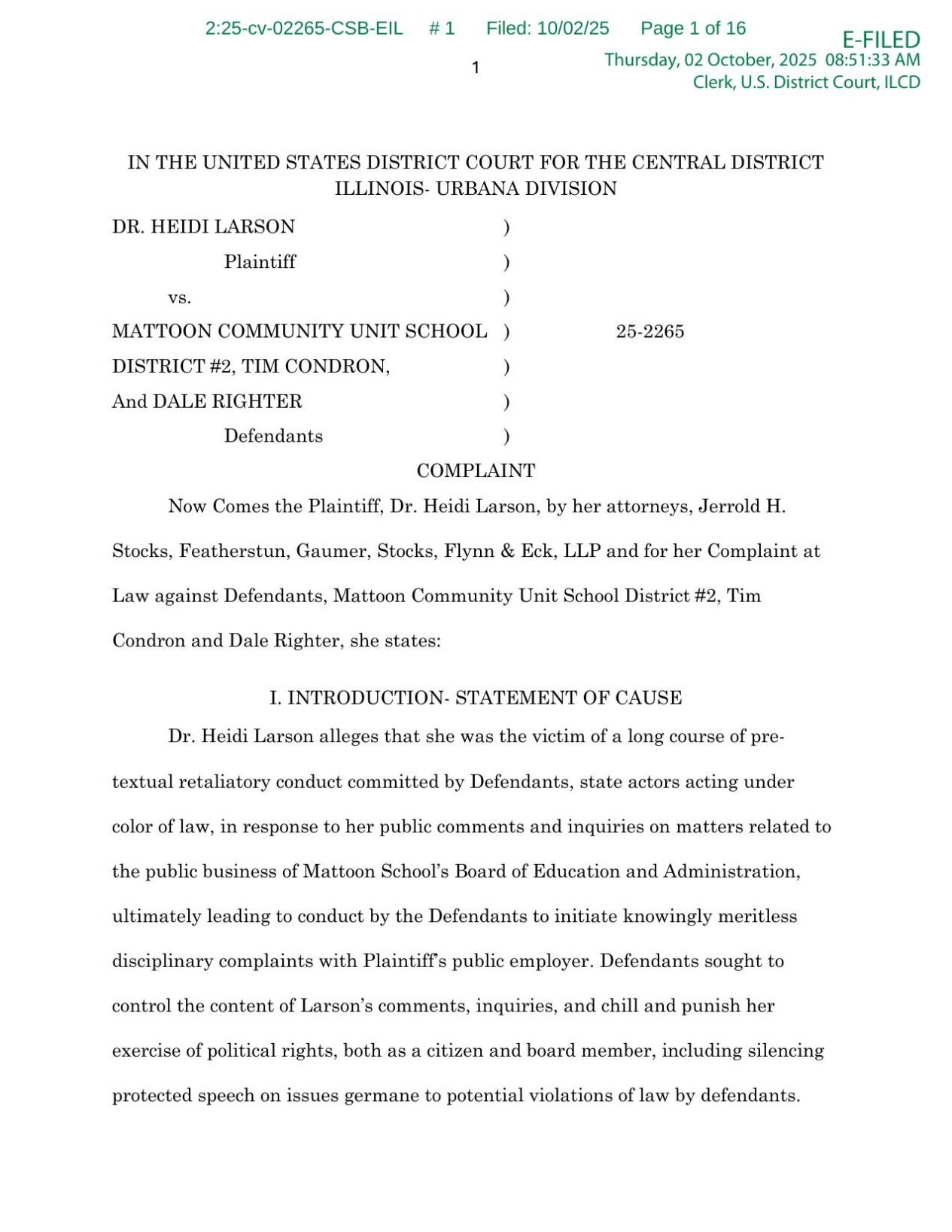 Heidi Larson Lawsuit