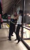 Officer puts hand on man's throat at Waffle House