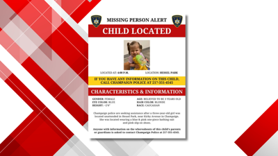 Missing 3-year-old Champaign