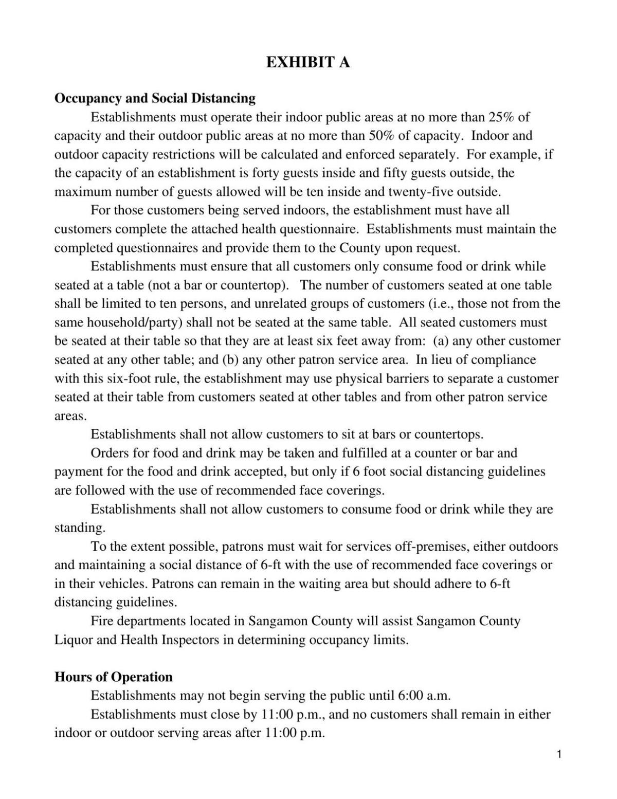 Sangamon Co. Exhibit A guidelines