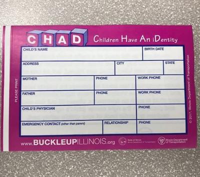 Stickers to help identify underage crash victims