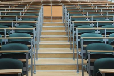 University classroom, chairs, desks, school