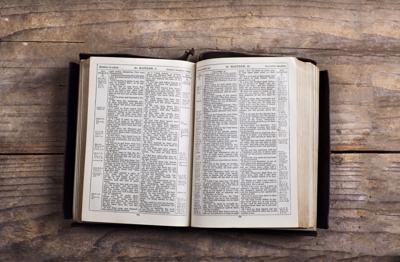 Bible, rosary, crucifix,