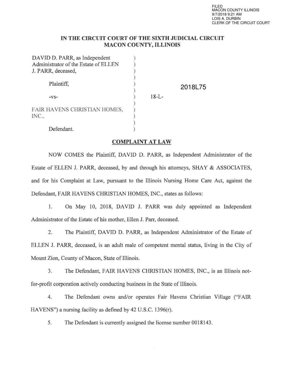 Fair Havens Complaint