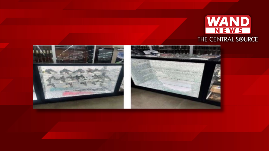 Broken gun cabinet at Runnings of Watseka