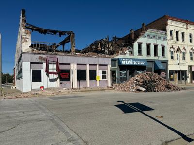 Burned building in downtown Lincoln