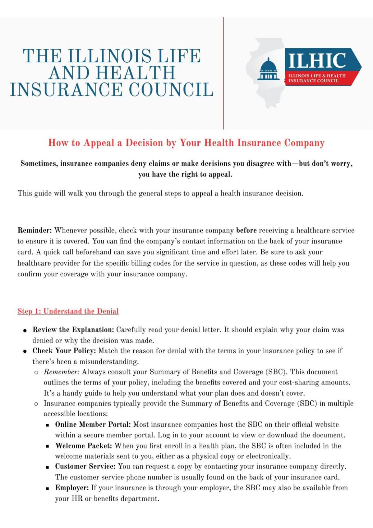 ILHIC Health Insurance Appeals