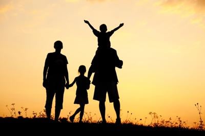Family, outdoors, silhouette