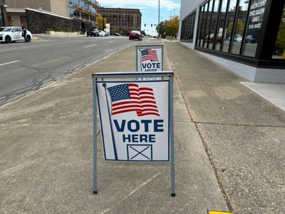 Vote Here signs in Decatur, Illinois