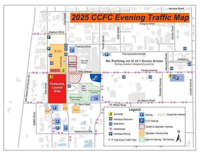 Champaign County Freedom Celebration Evening Traffic Map