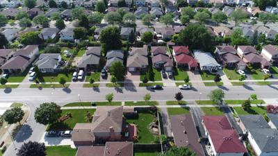 Overhead shot of a neighborhood