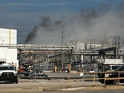 Emergency vehicles on the scene at ADM East Plant