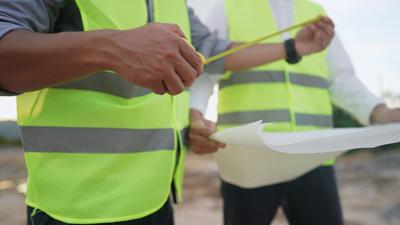 High visibility vest, safety vest, construction workers, labor