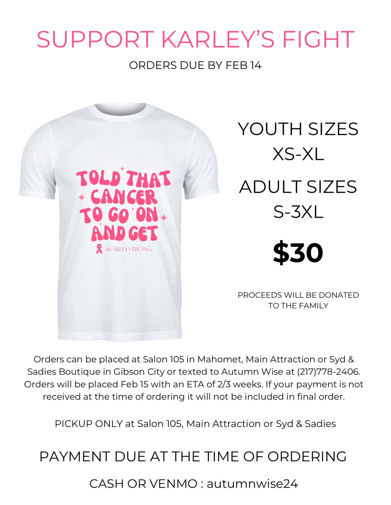 Salon 105 fundraiser graphic