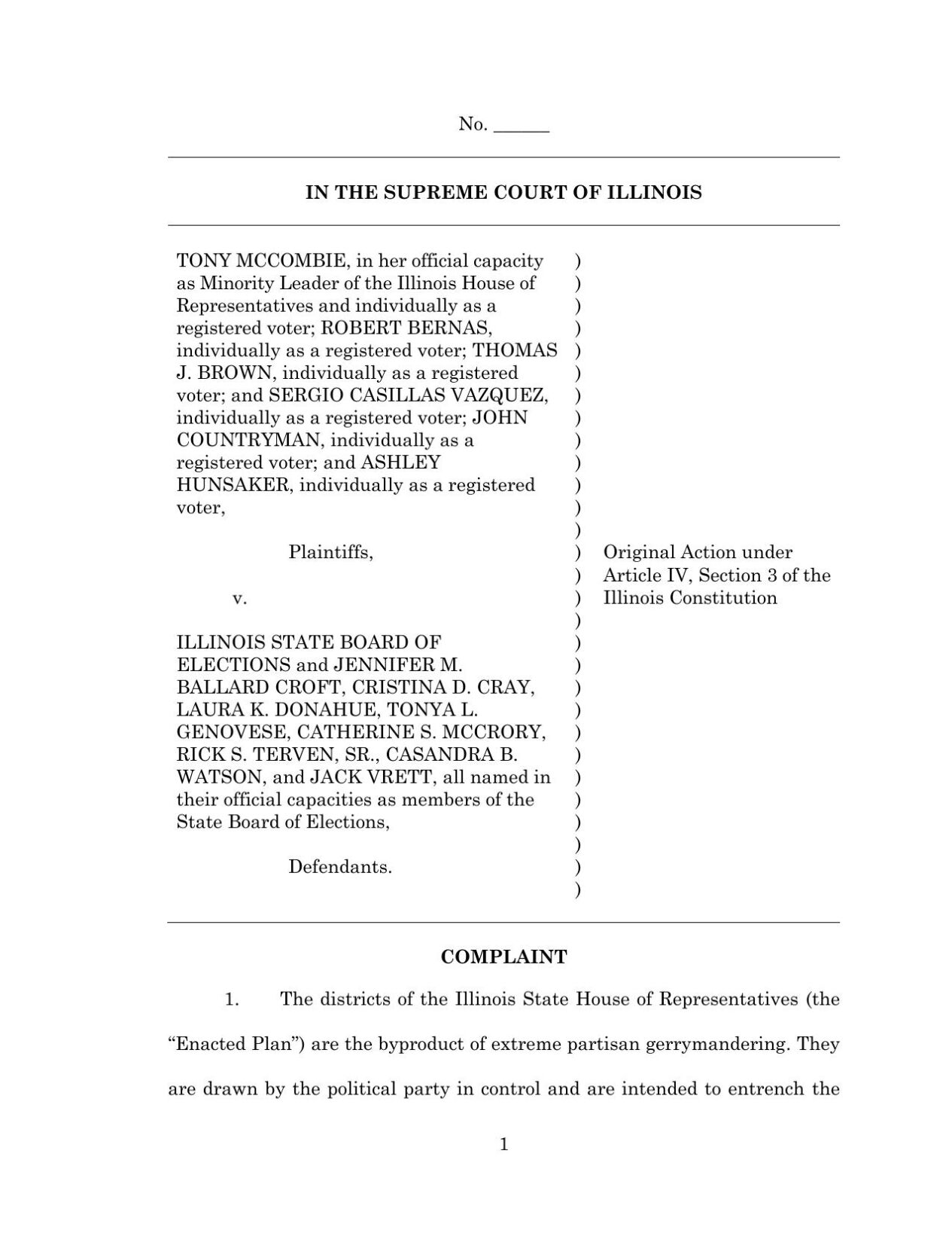 TONY MCCOMBIE COMPLAINT